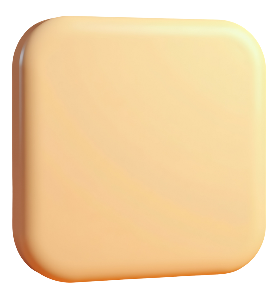 Soft peach square button with rounded edges and smooth surface, simple and clean design png