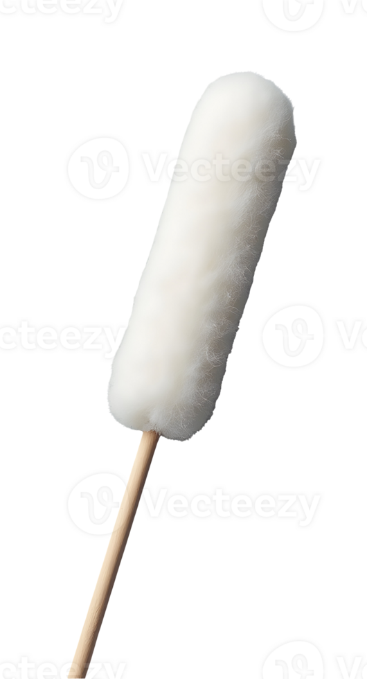 White fluffy duster with wooden handle isolated on transparency background for cleaning png