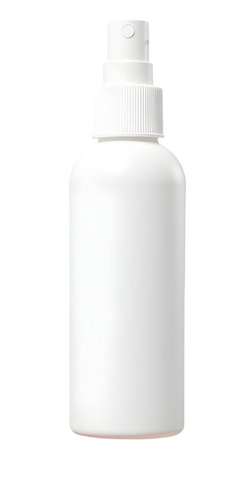White spray bottle with smooth surface and ribbed spray nozzle for easy grip png