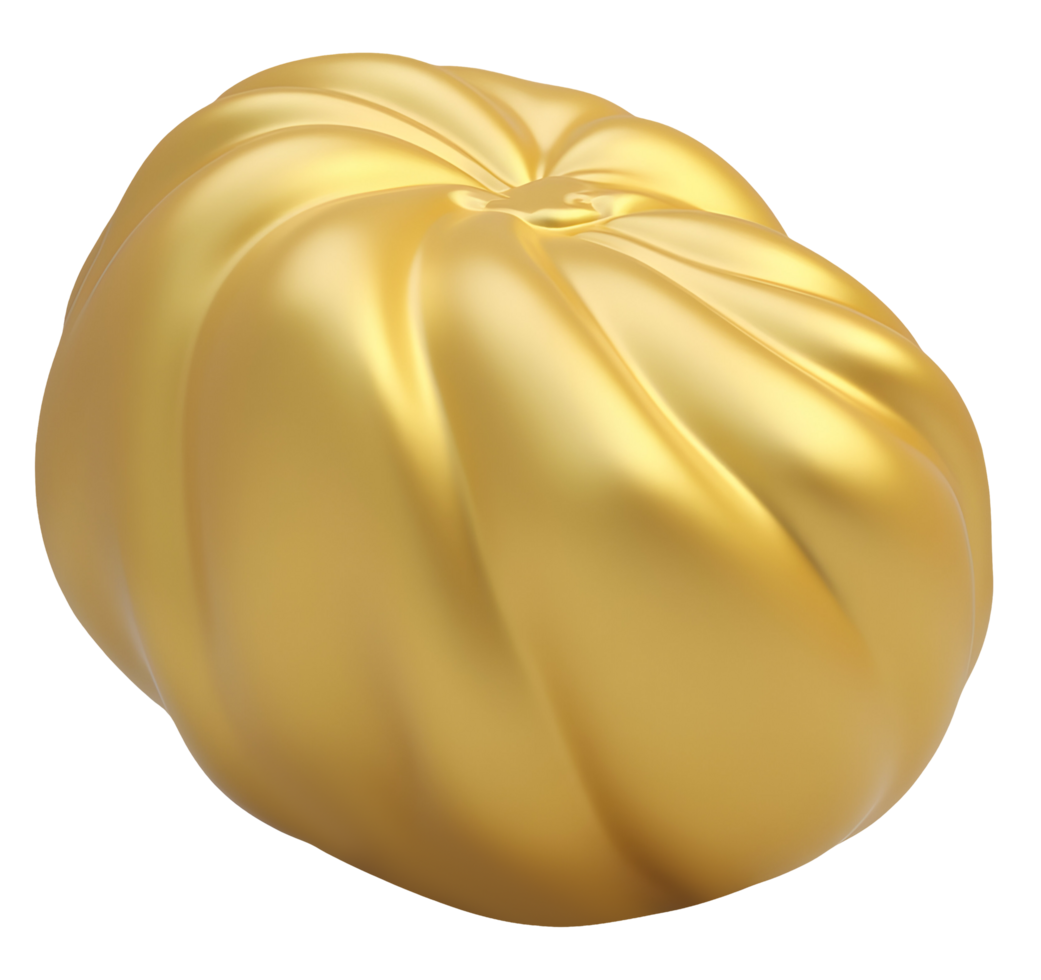 Golden shiny pumpkin with smooth surface and elegant curves png