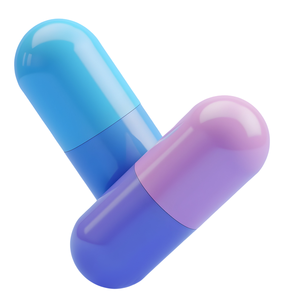 Colorful capsule pills with shiny surface isolated on transparency background png