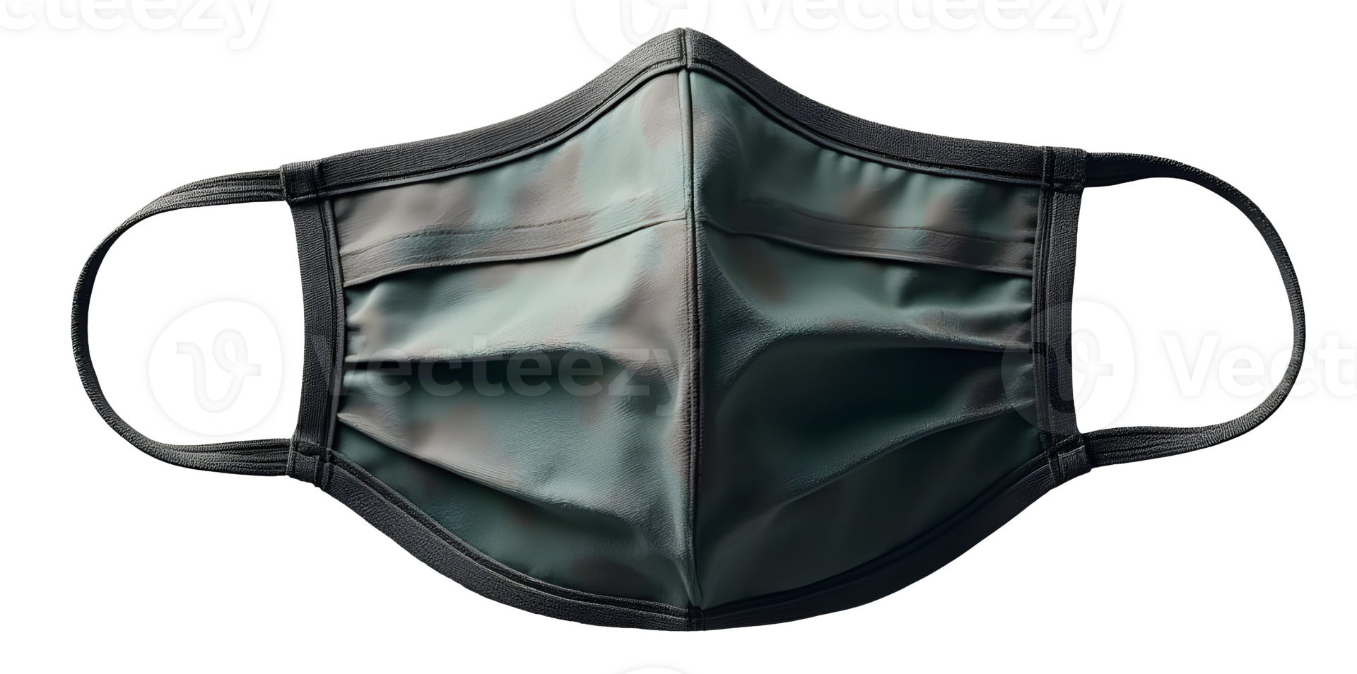Black face mask with ear loops, smooth fabric texture, protective and reusable png