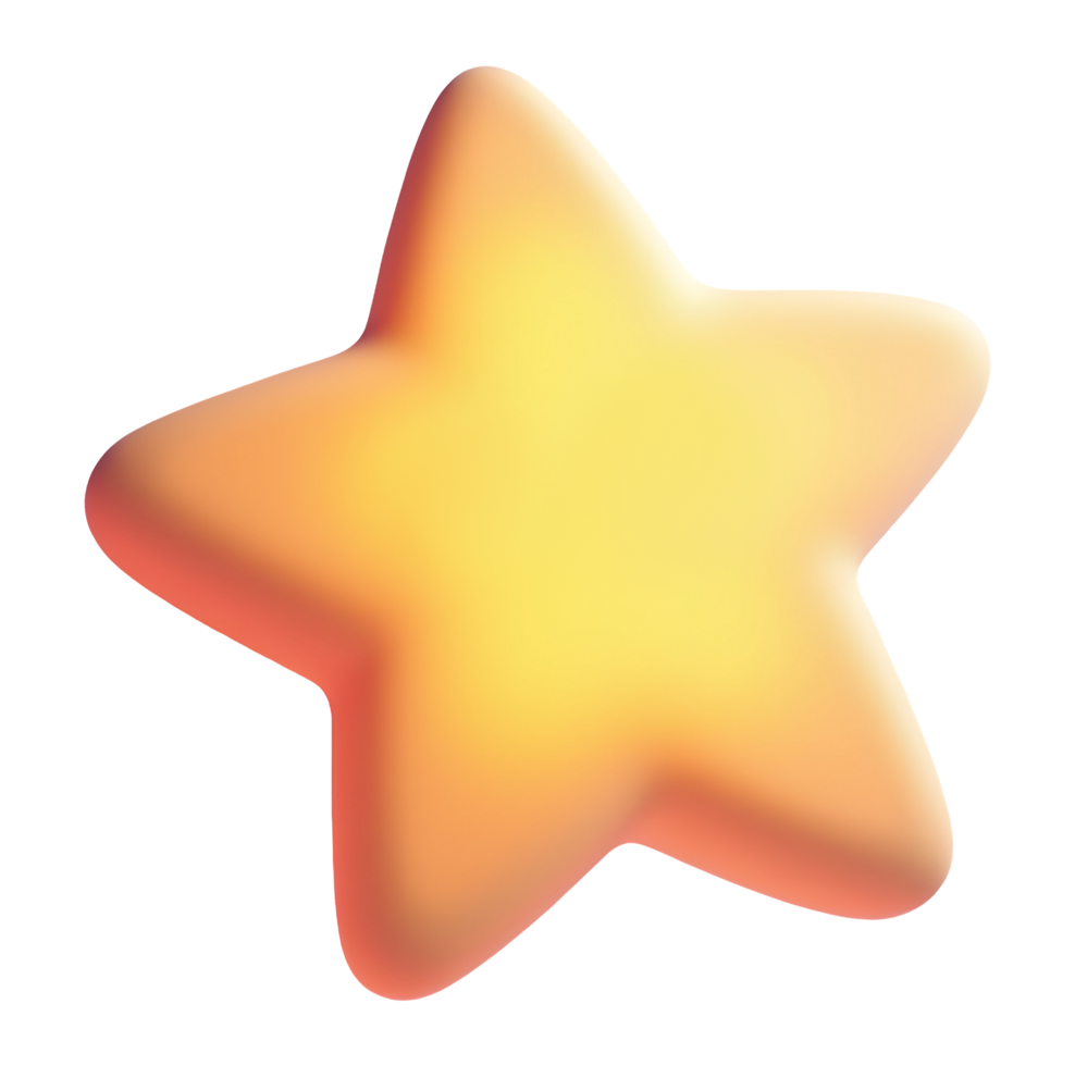 Soft yellow star shape with smooth edges glowing warmly on transparency background png