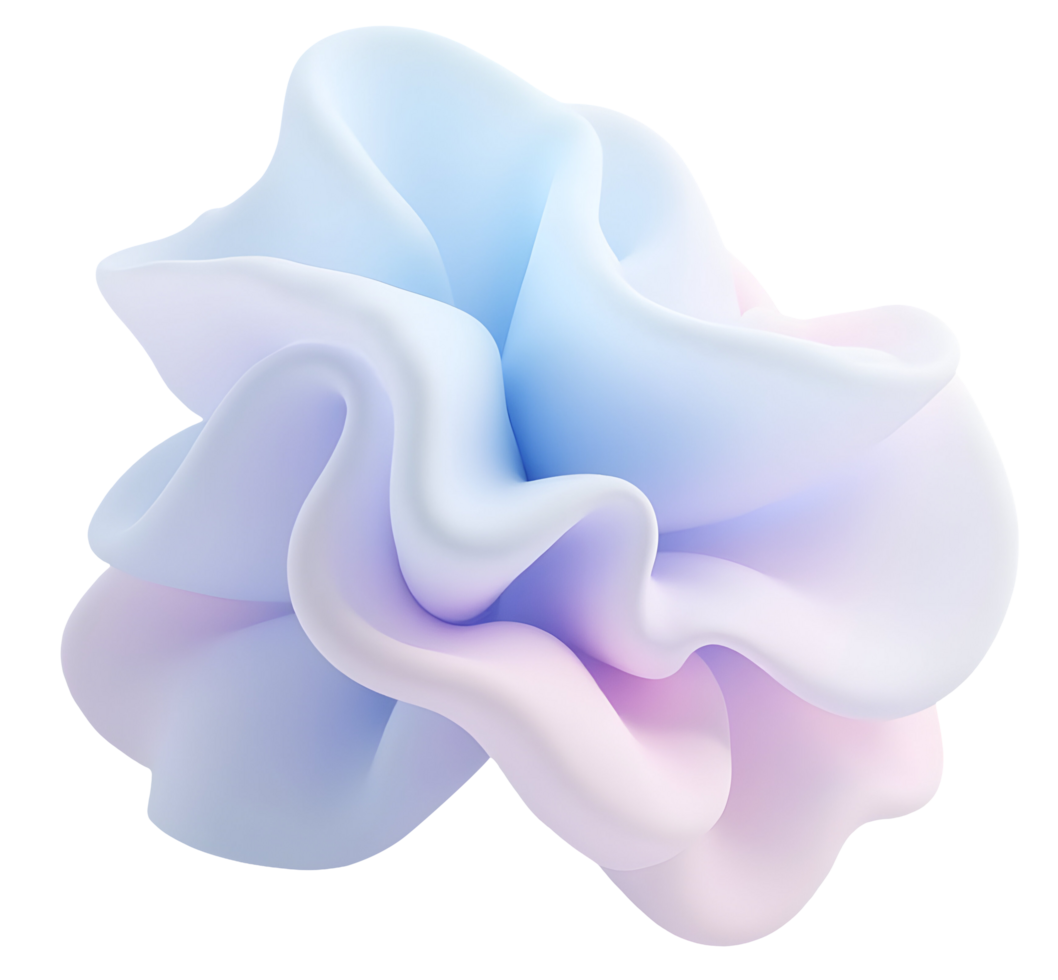 Soft pastel fluid form with smooth curves and gentle color transitions creating calming effect png