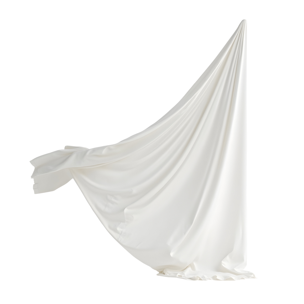 White flowing fabric with smooth texture and elegant drape in motion png