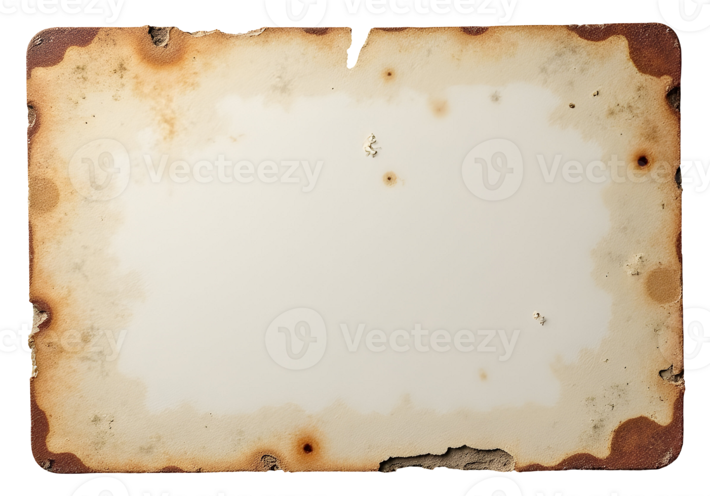 Aged paper texture with burnt edges and weathered spots creating vintage look png