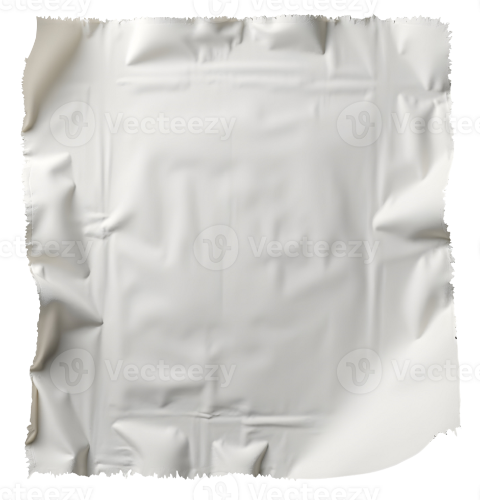 Wrinkled white fabric with frayed edges and soft texture, creating natural and casual look png