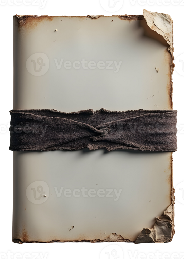 Aged scroll with burnt edges and dark cloth tied around it, evoking mystery and history png