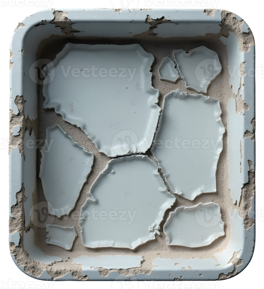 Chipped blue paint on cracked surface with rough texture and worn edges png