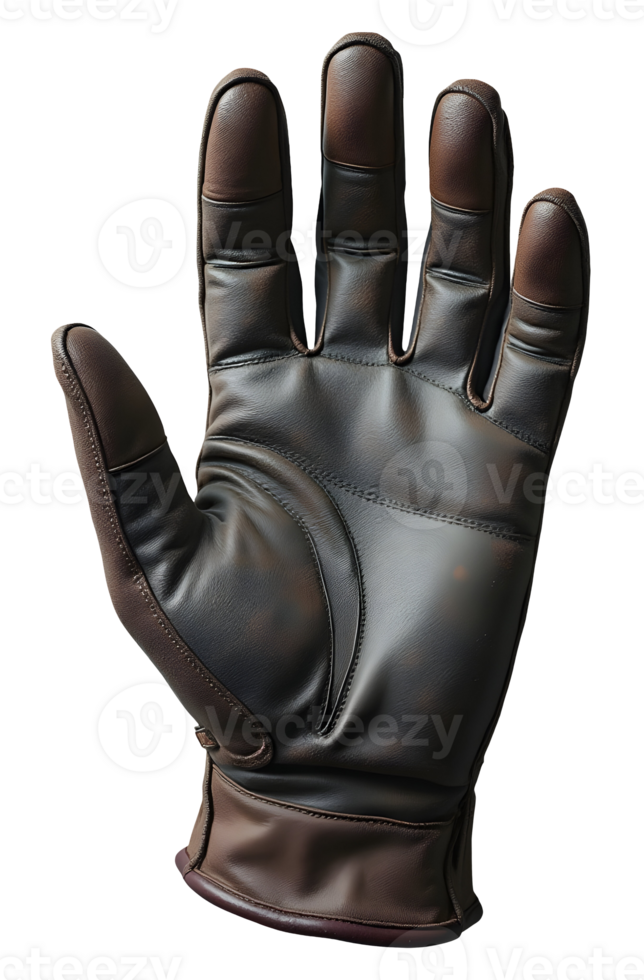 Leather glove with detailed stitching and smooth texture, showing realistic and elegant design png