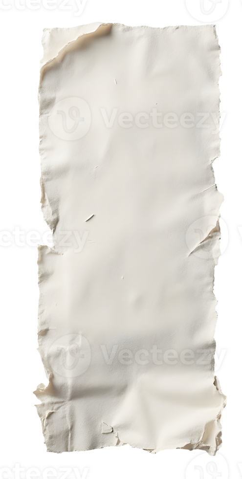 Torn paper texture with rough edges and creases on transparency background, natural and aged look png