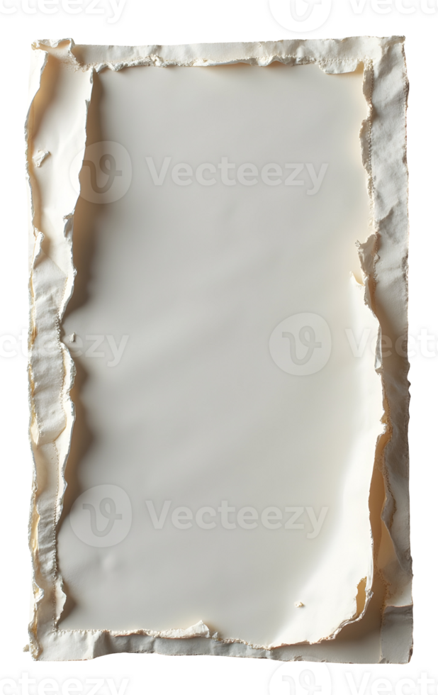 Torn paper frame with rough edges and blank center for creative use png
