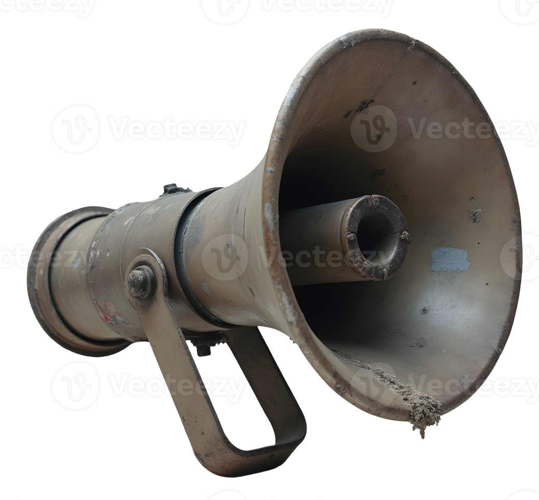 Old loudspeaker with rust and dirt showing signs of wear and age png