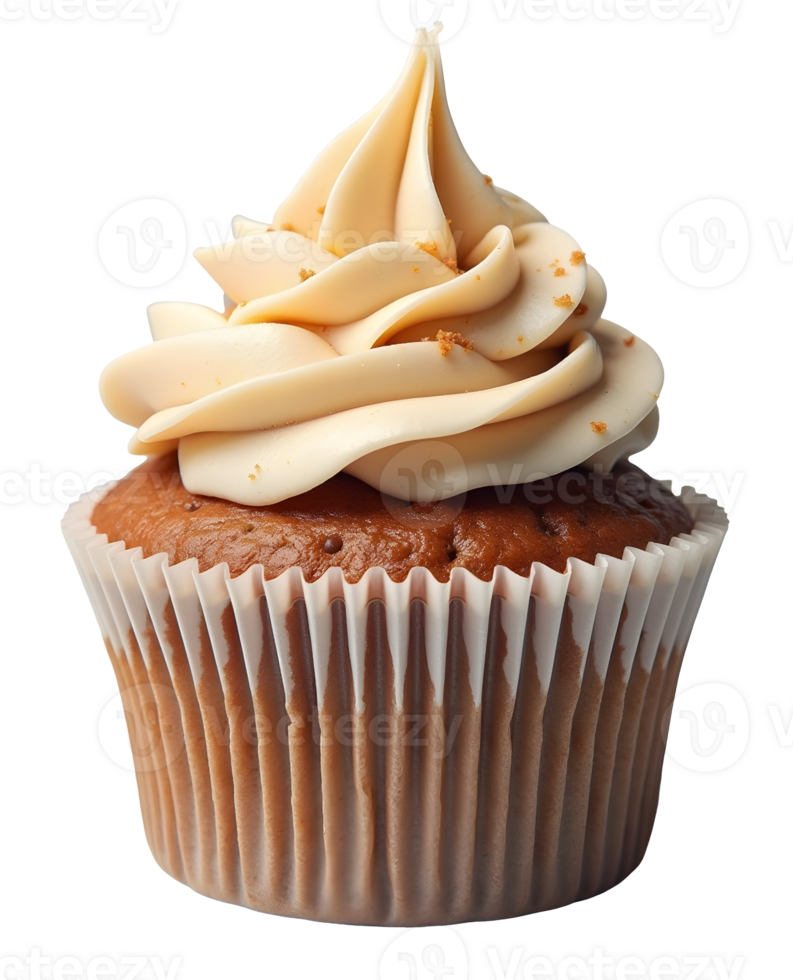 Creamy cupcake with smooth frosting and crumb topping, delicious dessert treat png