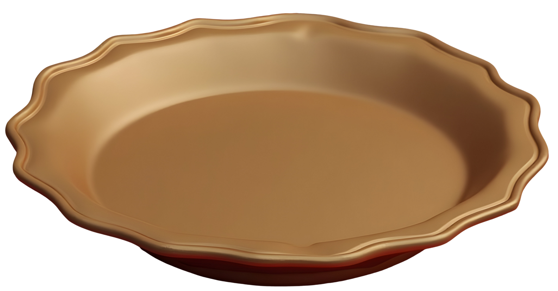 Golden pie dish with scalloped edge for baking and serving food png