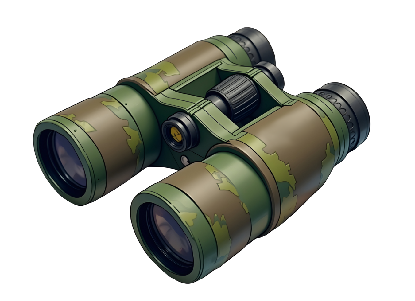 Camouflage binoculars with green and brown pattern for outdoor observation png