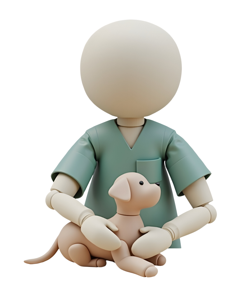 Veterinarian caring for puppy, animal health and pet care concept png