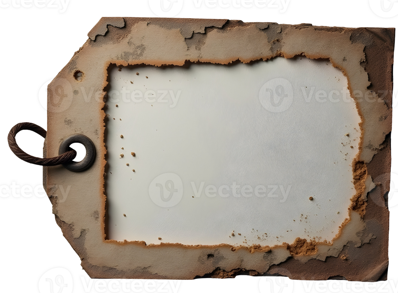 Old rusty metal tag with worn edges and blank center for text or label png