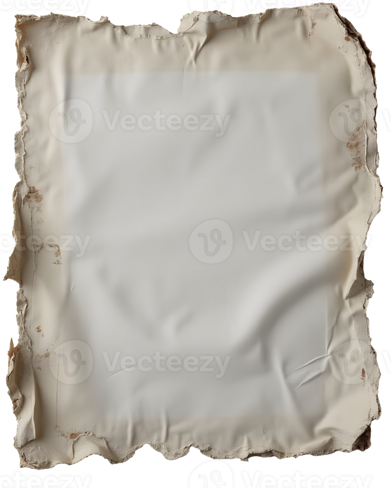 Torn paper frame with aged texture and rough edges, vintage style background png