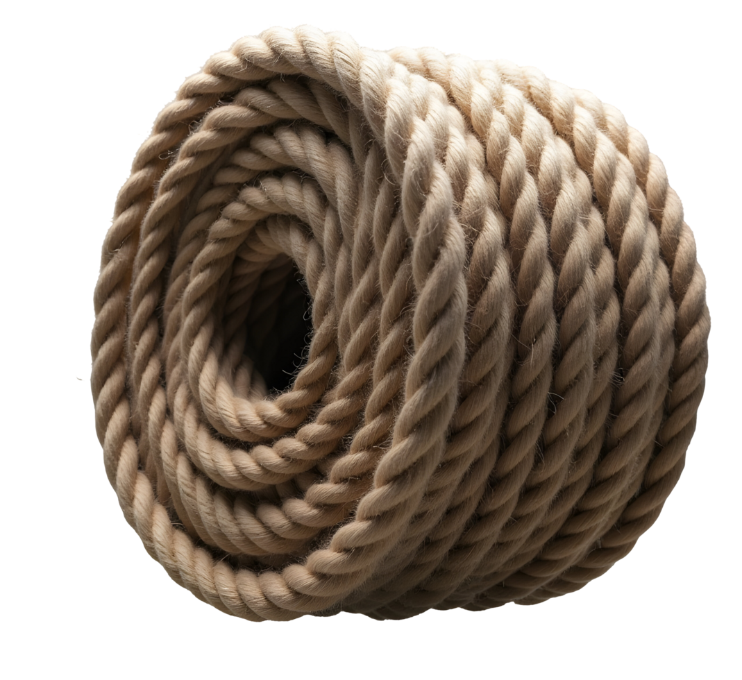 Image shows neatly coiled rope, suggesting readiness and strength png