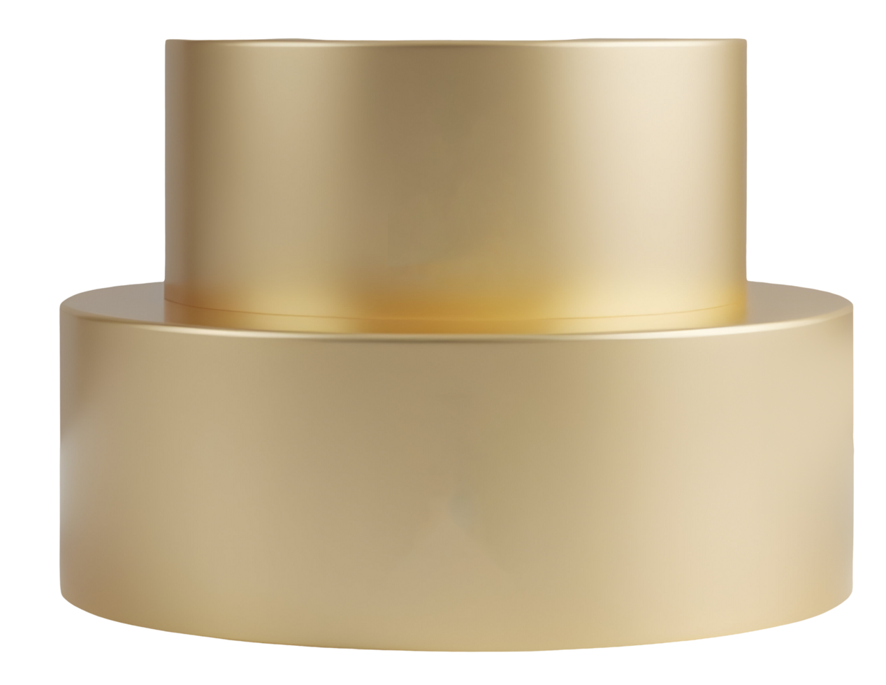 Abstract geometric stacked cylinders in golden metal conveying modern style png