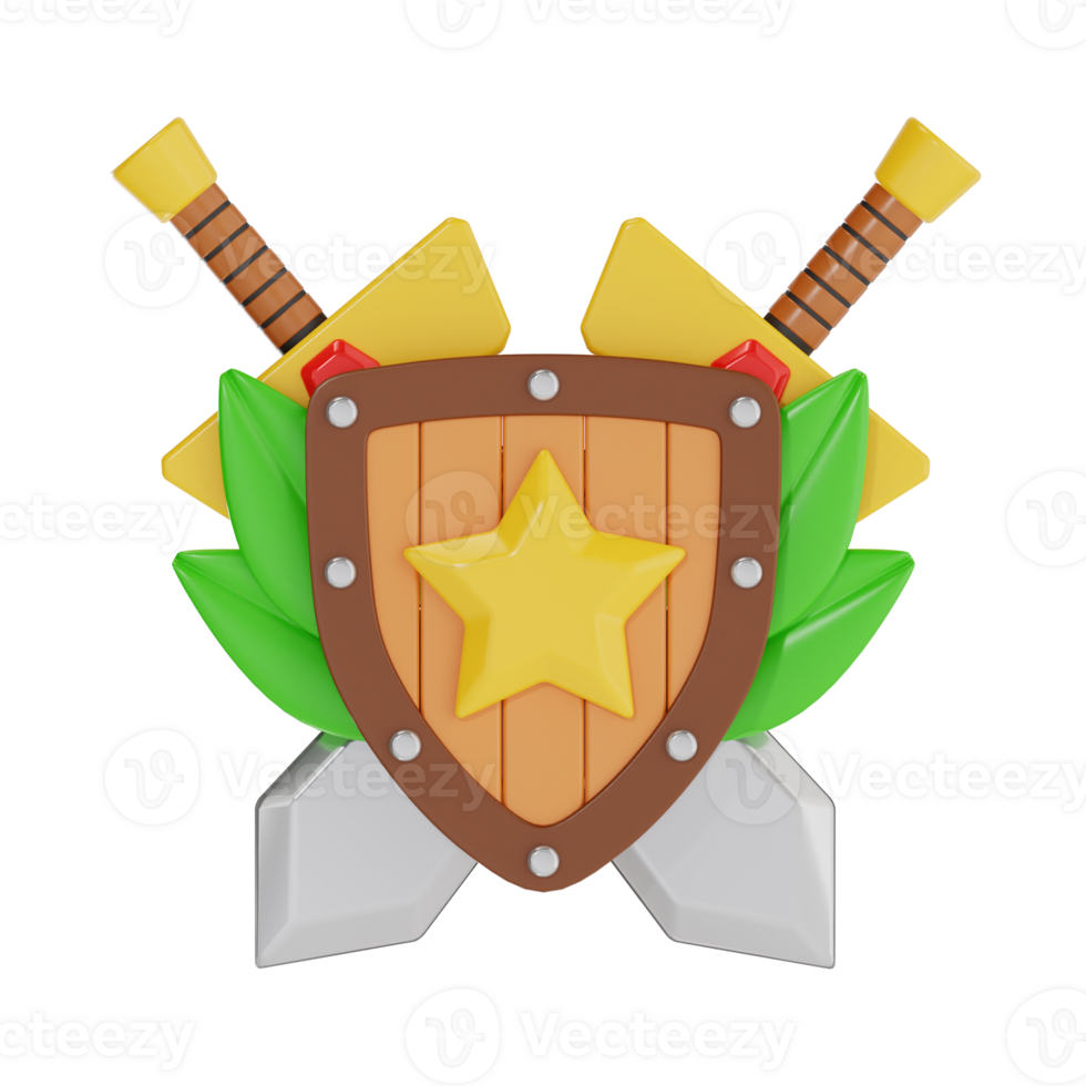 3d fantasy crest with star and laurels png