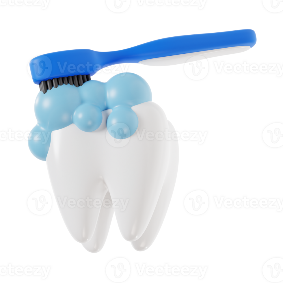 3D Tooth Brushing Illustration with Foam png