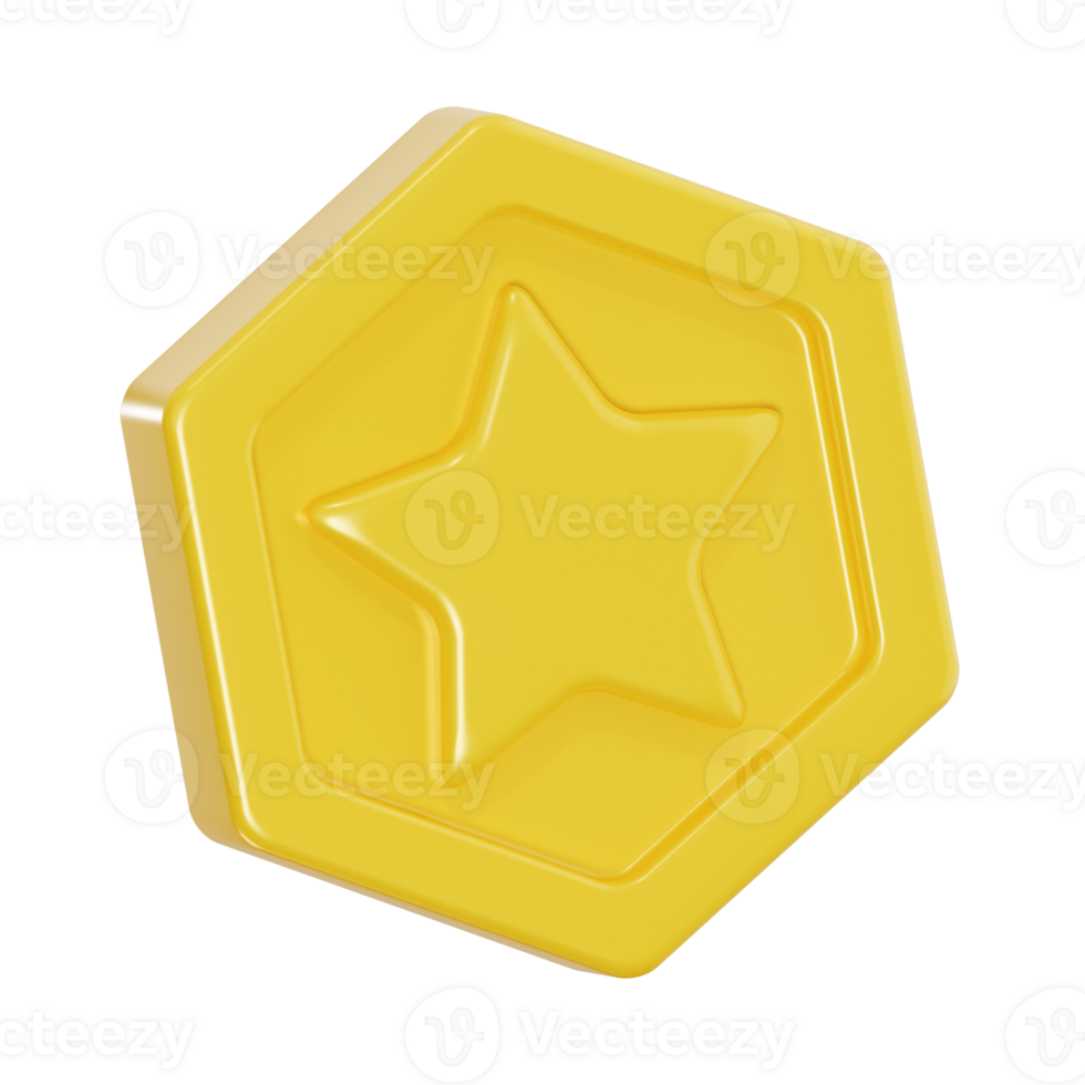 Geometric gold coin for game UI render png