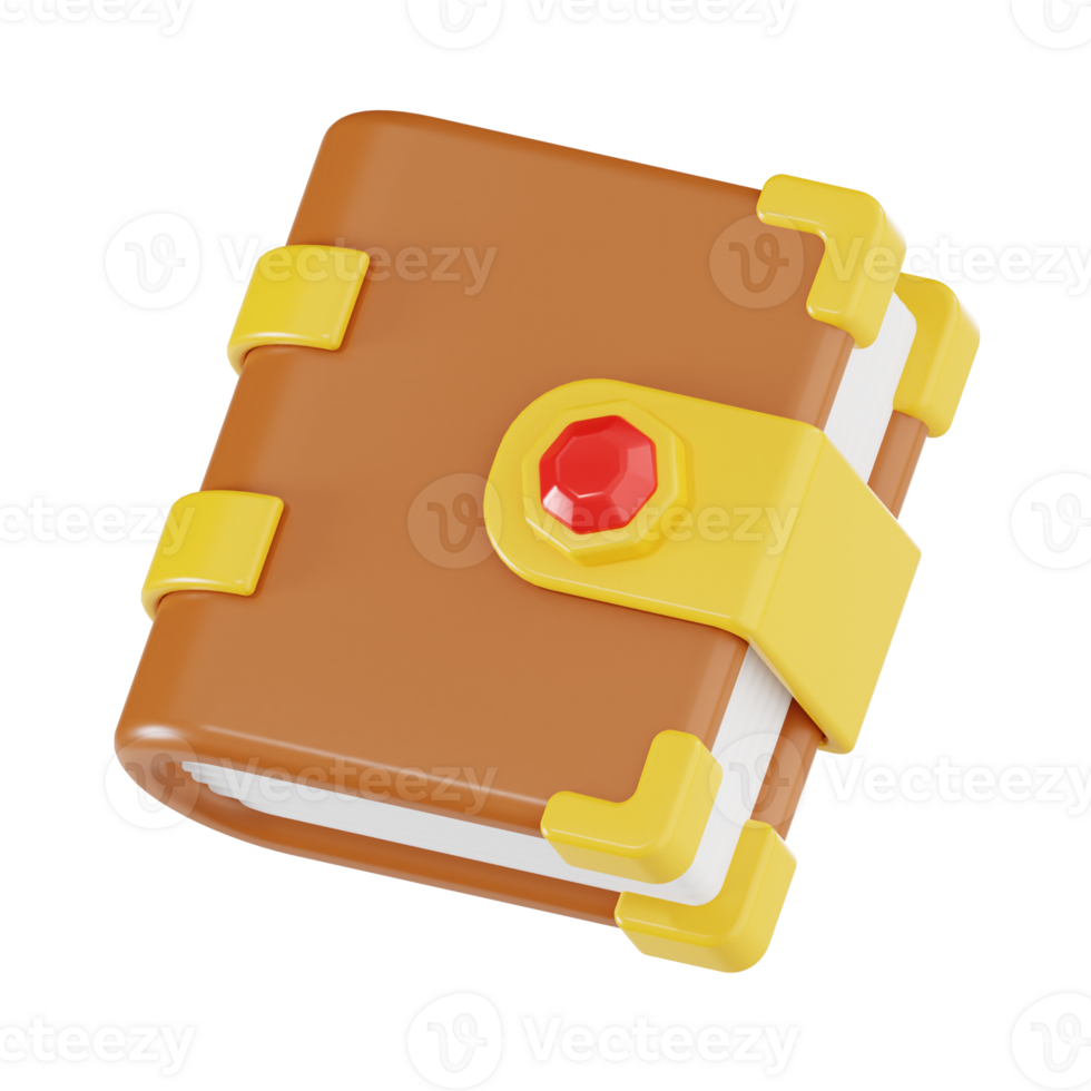 Ancient tome with gold clasp game asset png