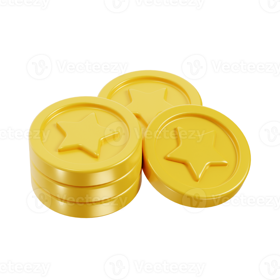 3d render of game currency pile png