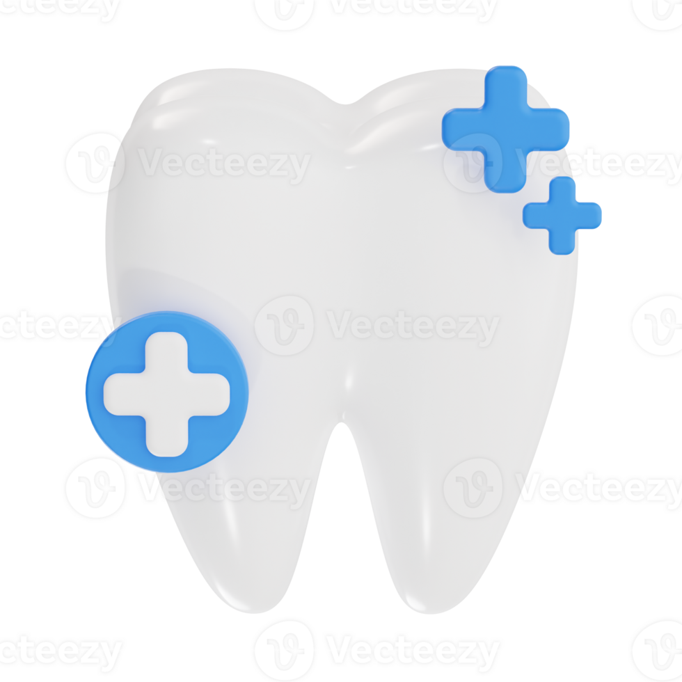 Tooth with Healthcare Symbol 3D Render png