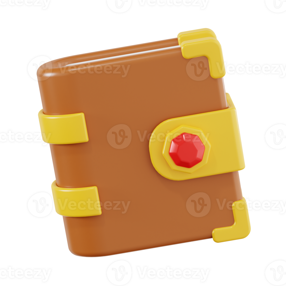 Fantasy game book icon 3d render png