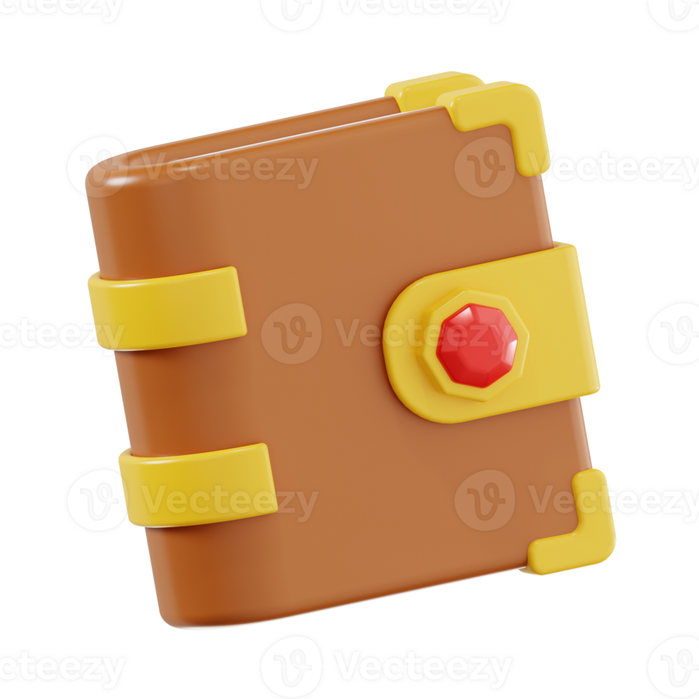 3d magic spellbook with red gem png
