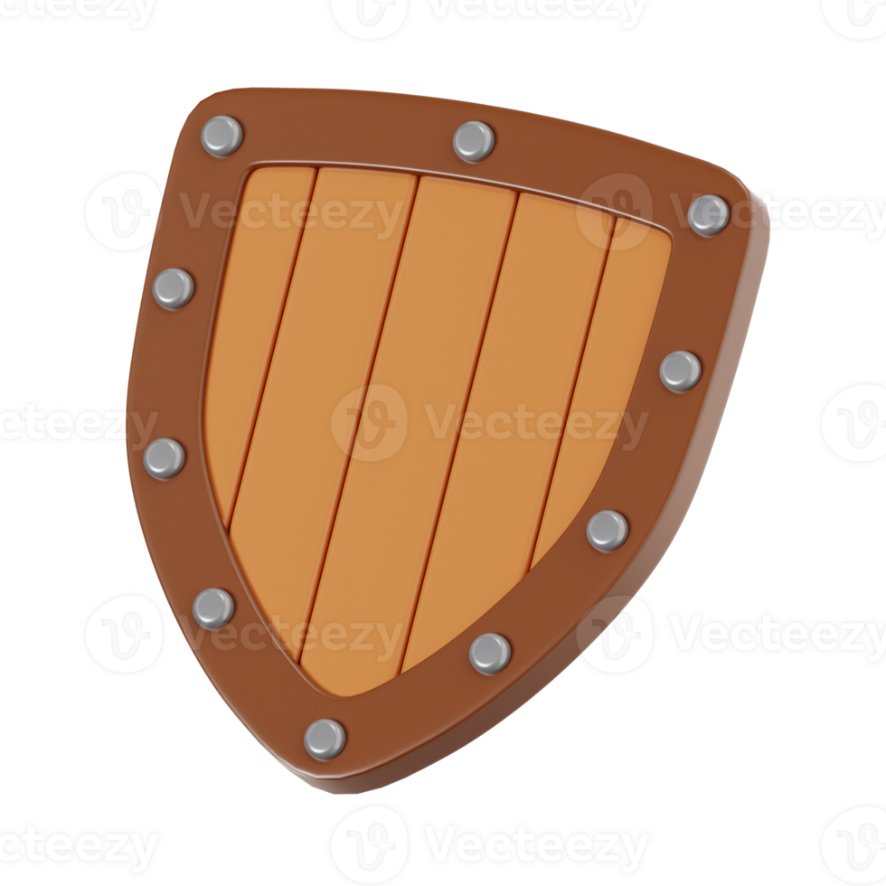 Wooden knight shield 3d game icon png