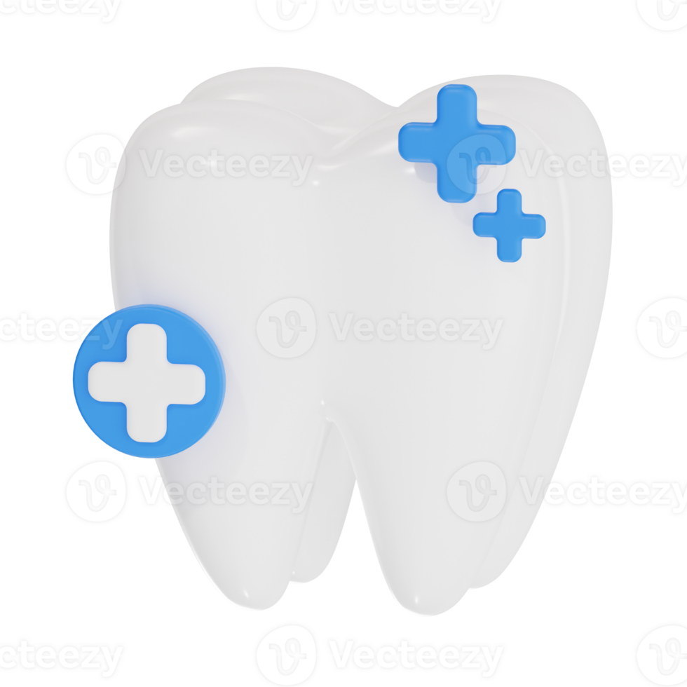 3D Tooth with Medical Symbol Illustration png