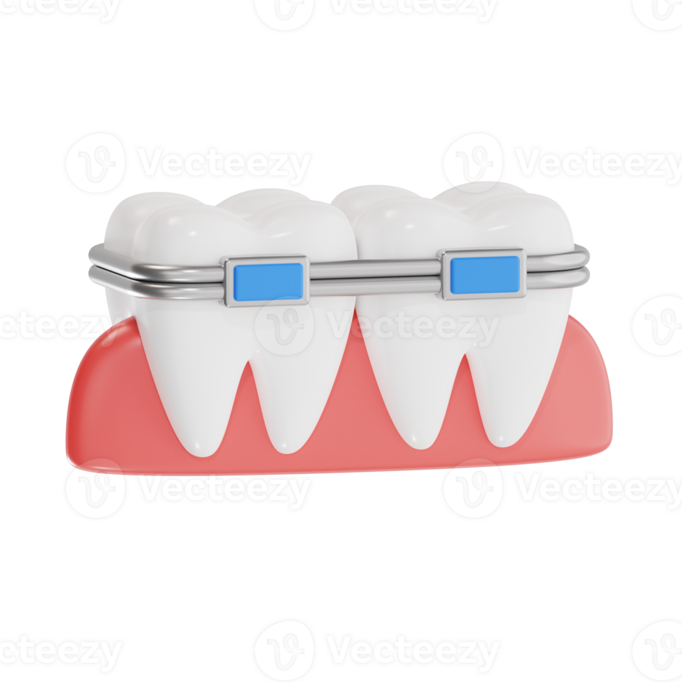 Teeth with Braces Dental Care Concept png