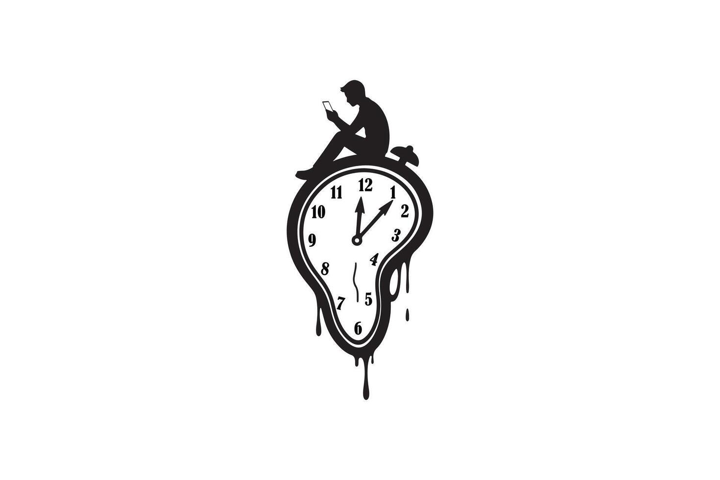Time Management Procrastination Icon - Time Concept Silhouette Design vector