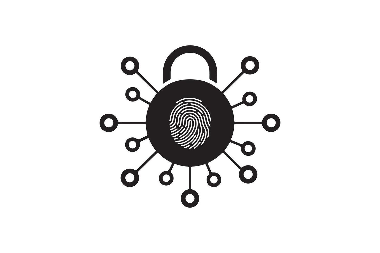 Digital Lock Silhouette - Digital Lock Silhouette with Fingerprint Icon vector