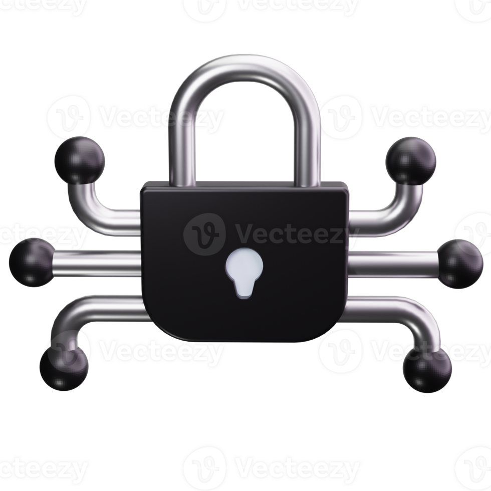 3D Icon Digital Virus Protection Lock png