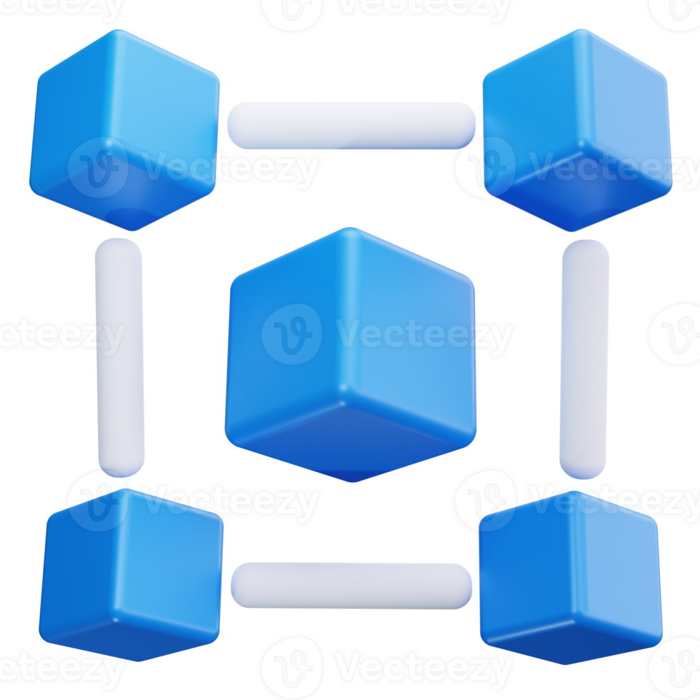 3D Icon Blockchain Network Node Blocks png