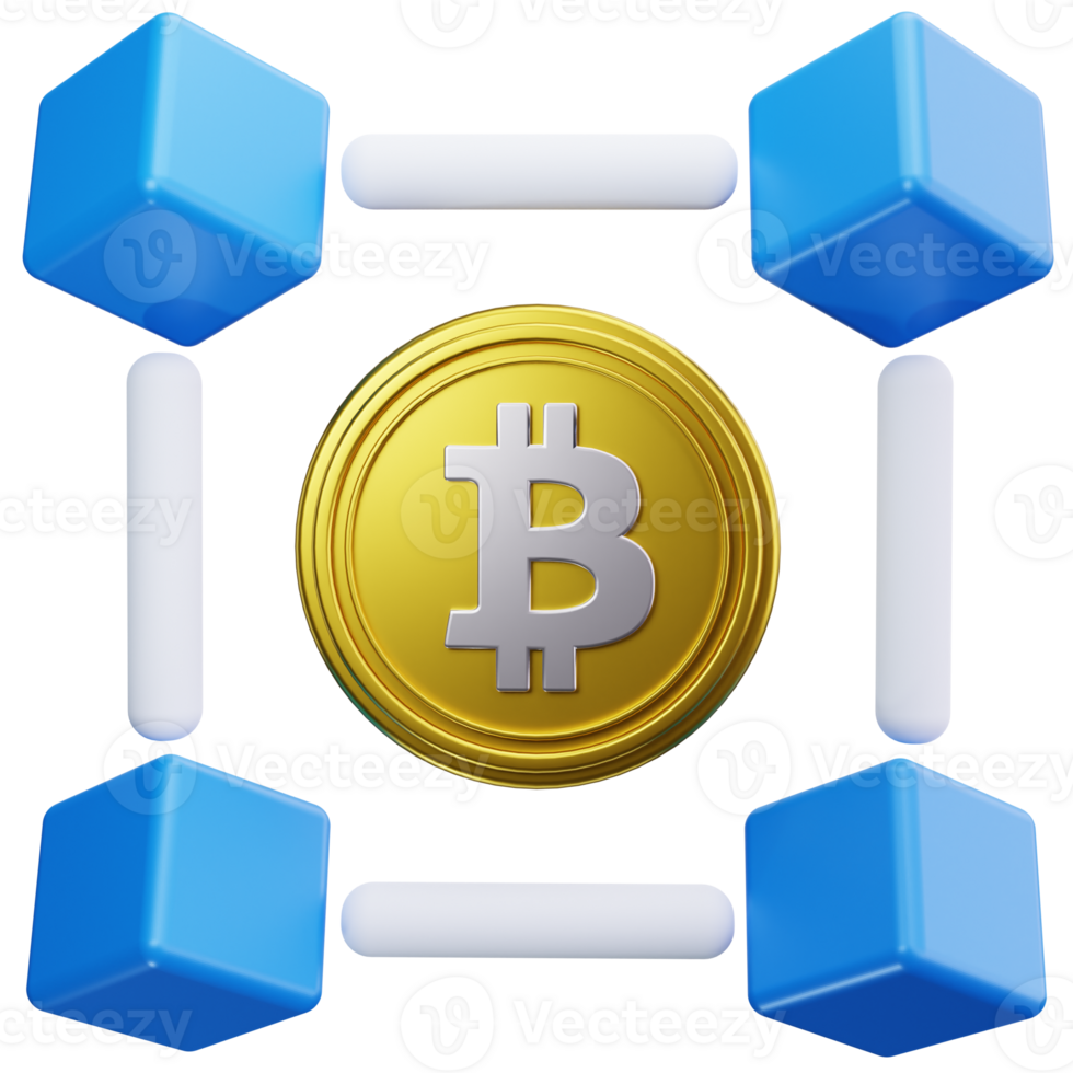 3D Icon Blockchain Cube Bitcoin Node png