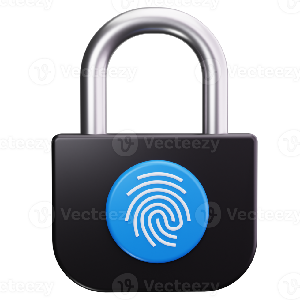 3D Icon Fingerprint Digital Padlock Security png