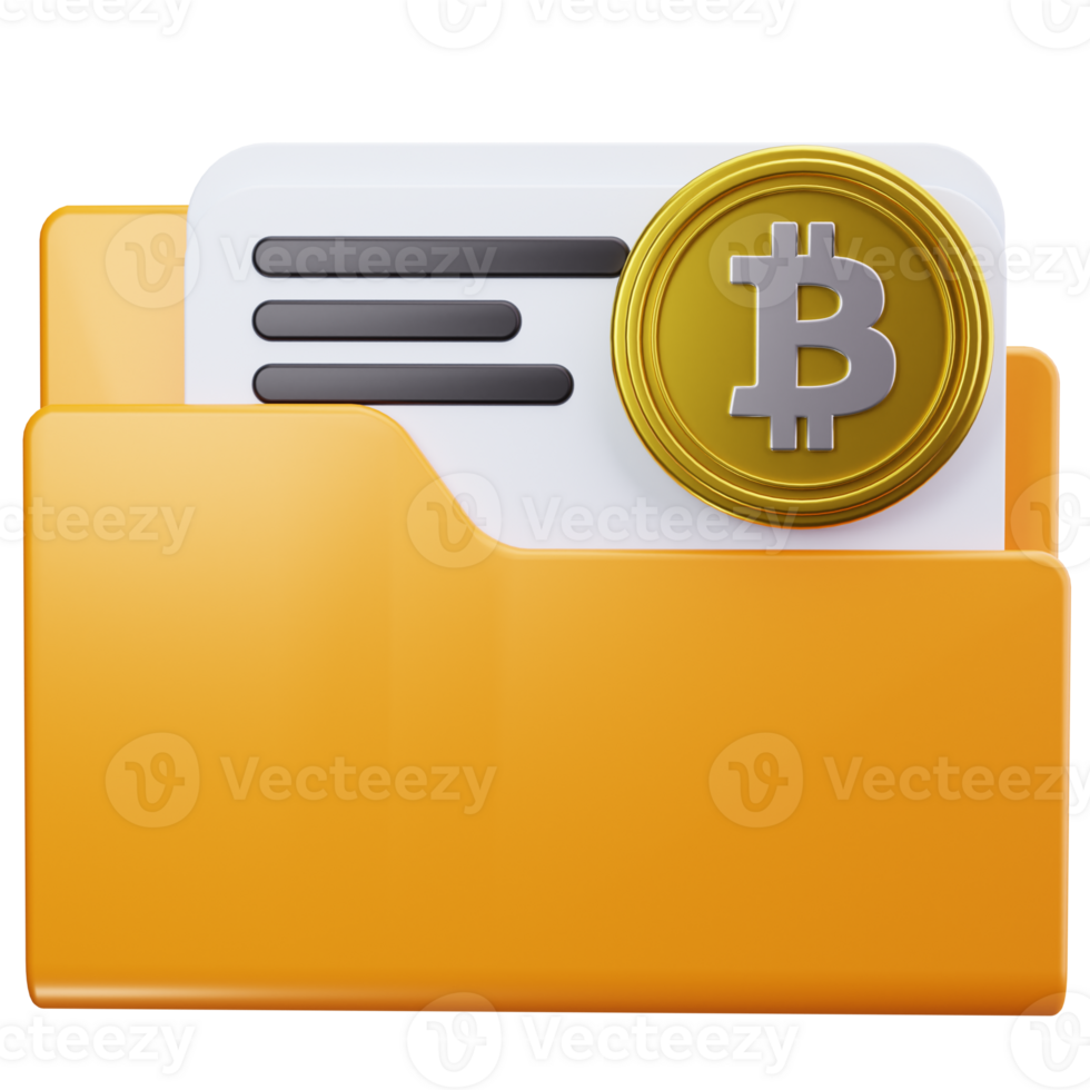 3D Icon Bitcoin Folder Data Storage png
