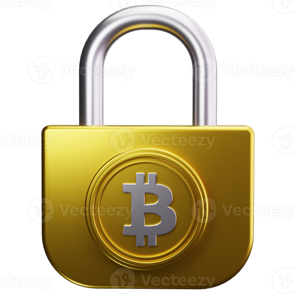 3D Icon Bitcoin Lock Security png