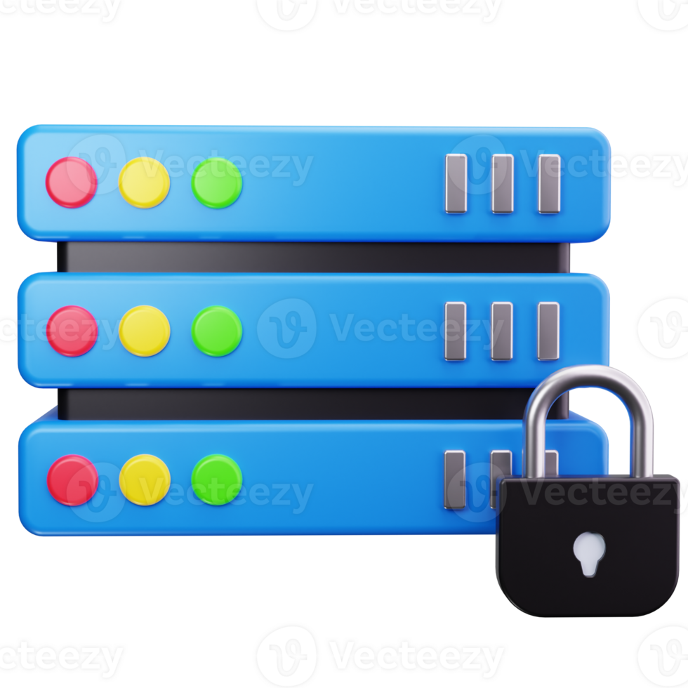 3D Icon Locked Server Database Security png