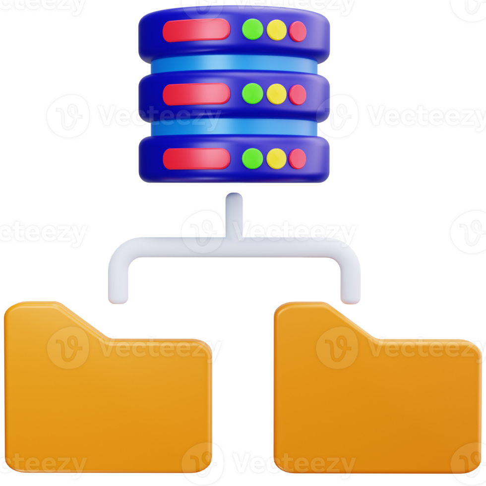 3D Icon Stacked Data Organization Flow png
