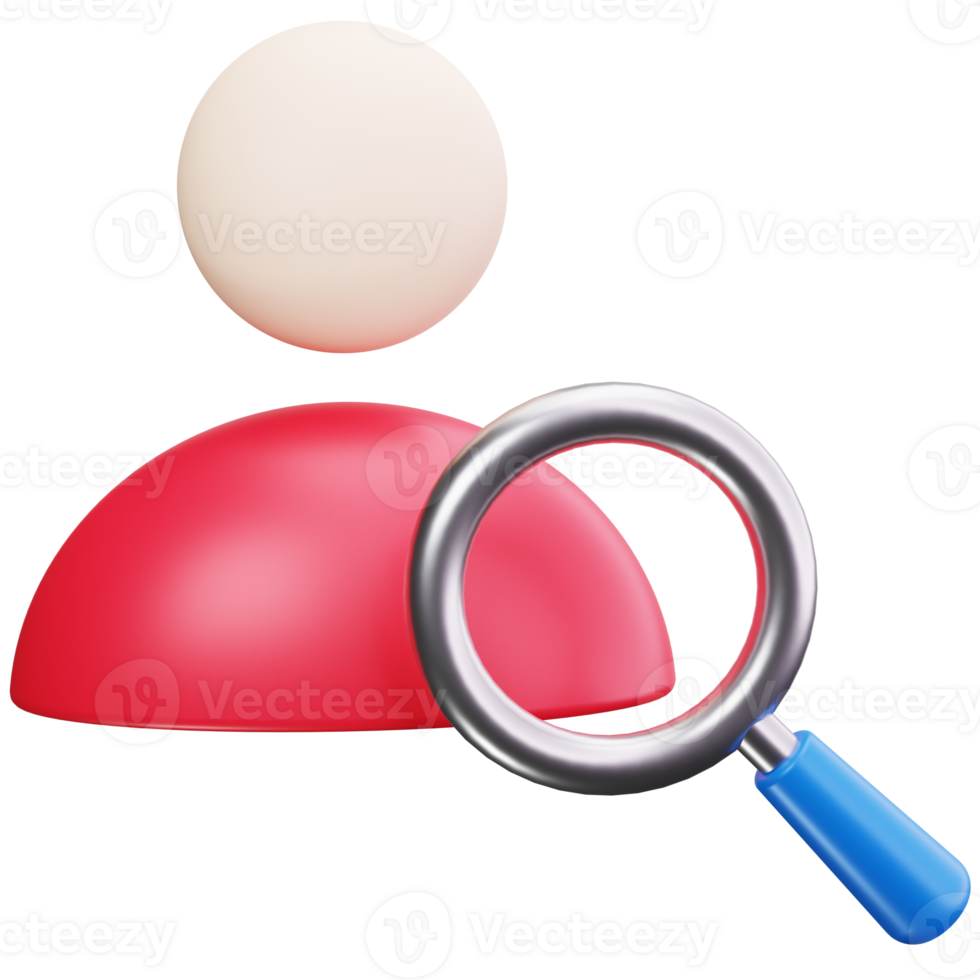 3D Icon Person with Magnifying Glass png