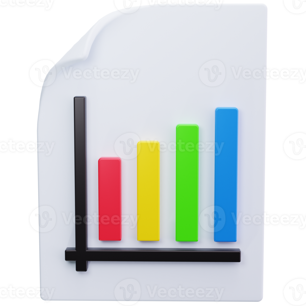 3D Icon Analytics Report Document Page png