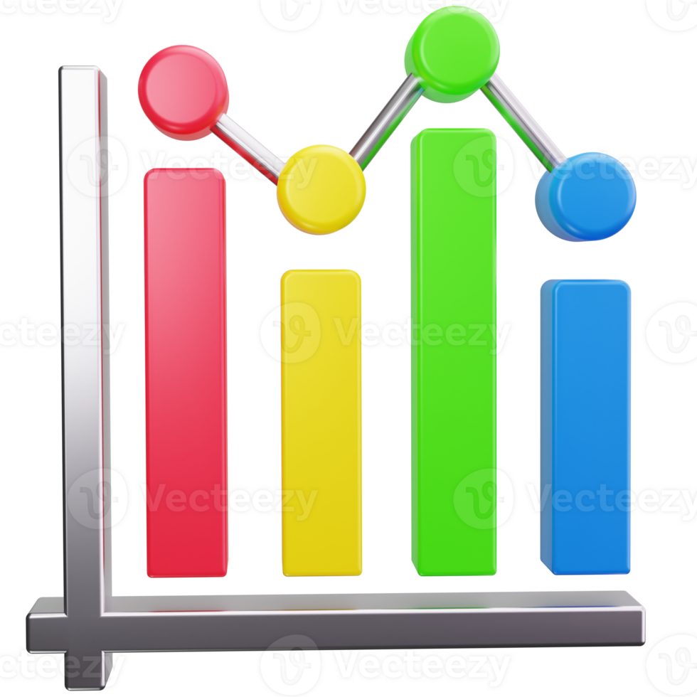 3D Icon Colorful Line Graph Report png