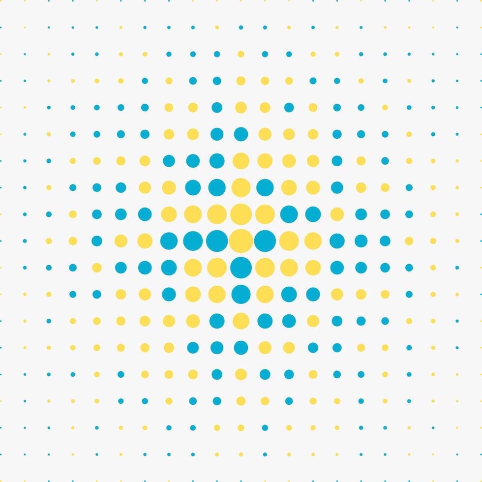 Halftone circular abstract background pattern with yellow and blue color vector